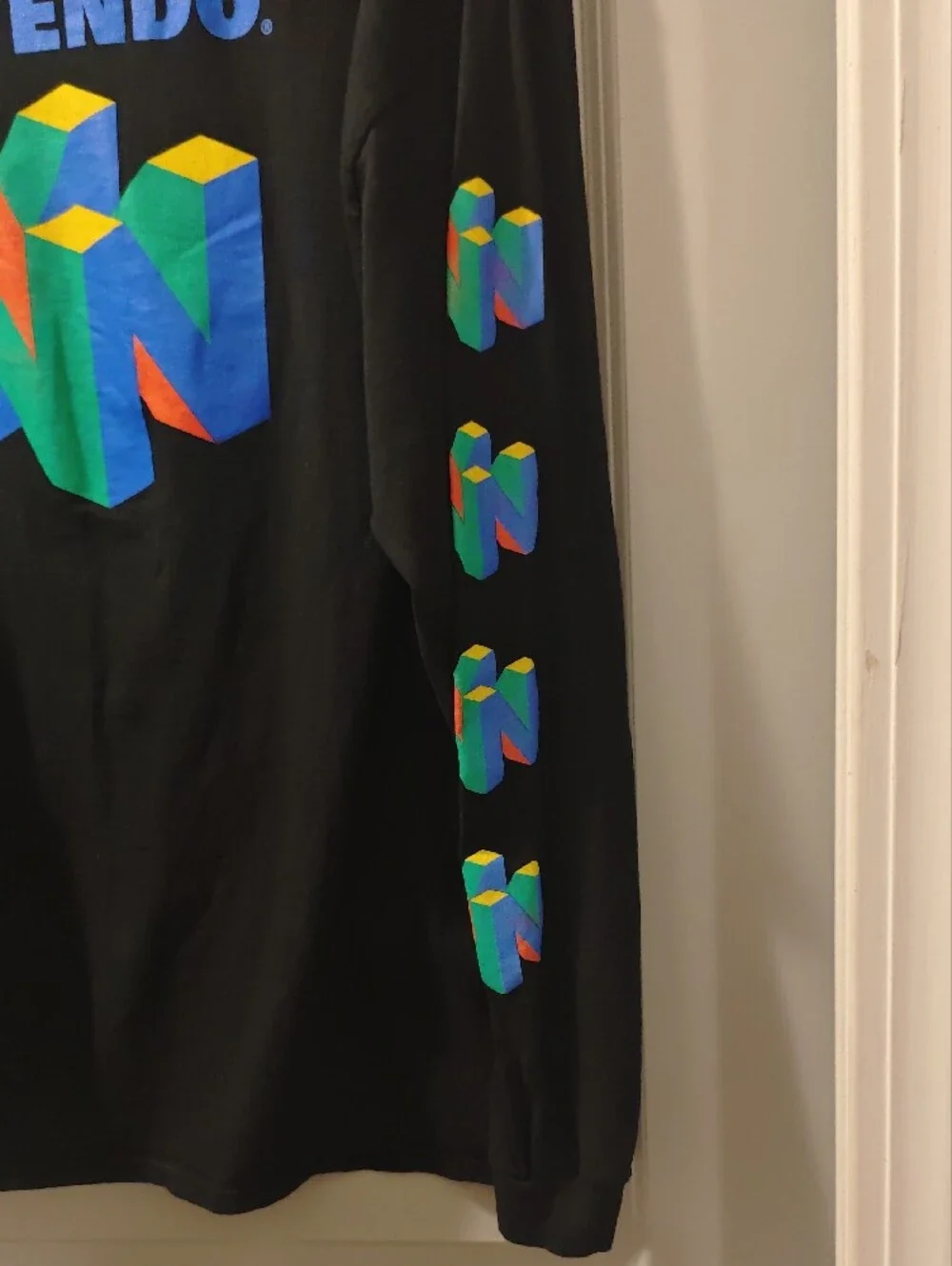 Nintendo Black Long Sleeve Retro 64 Logo Tee